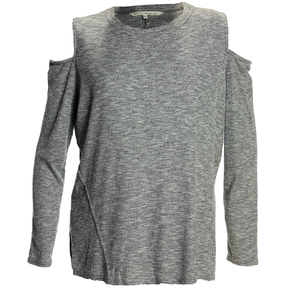 Gray Long Sleeve Cold Shoulder Ribbed Top NEW w/ Tags Rachel Roy Plus Sizes